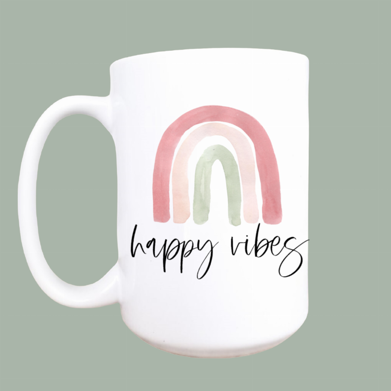 Happy Vibes Ceramic Coffee Mug