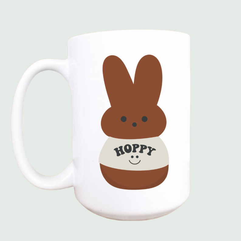 Hoppy peep boho Easter ceramic coffee mug