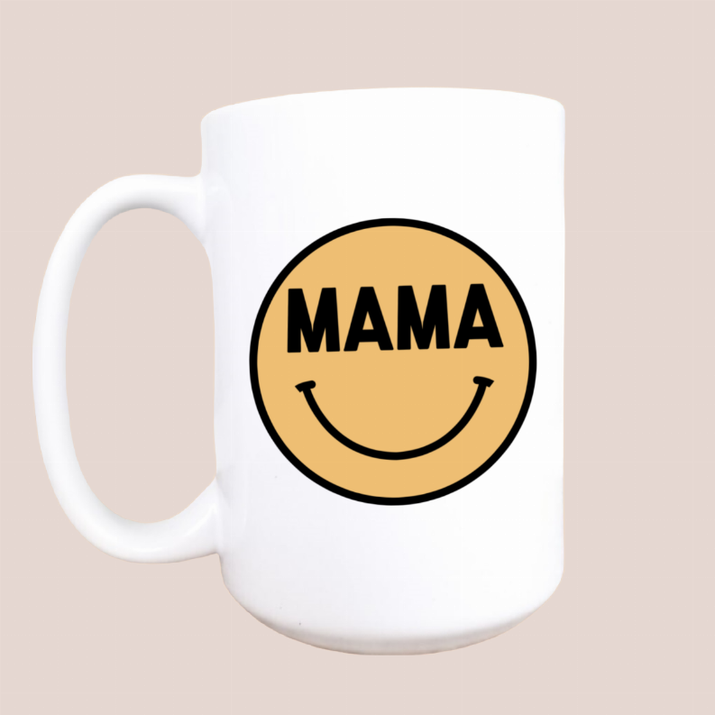 Mama happy face ceramic coffee mug