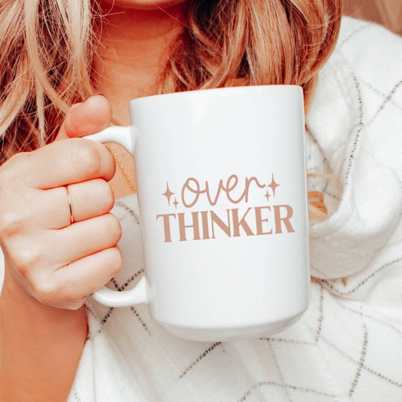 Over thinker ceramic coffee mug