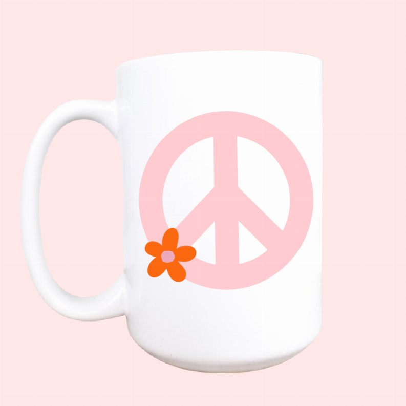 Peace sign ceramic coffee mug