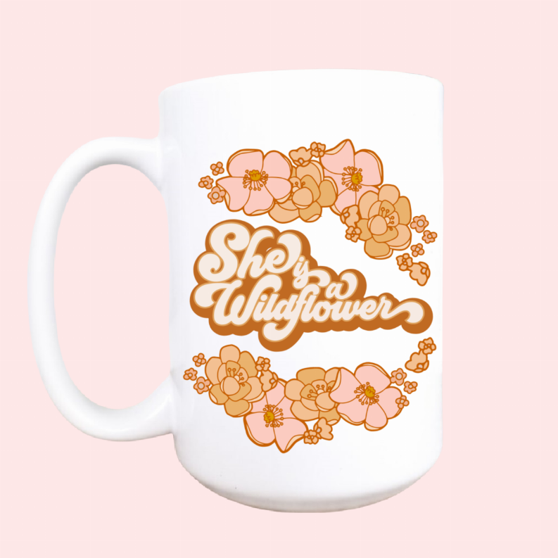 She is a wildflower ceramic coffee mug