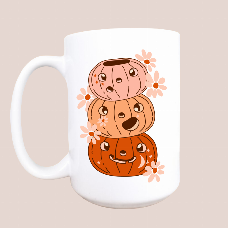 Stacked pumpkins ceramic coffee mug