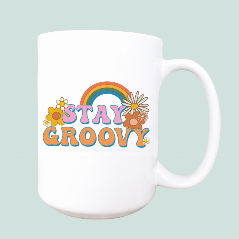 Stay groovy ceramic coffee mug