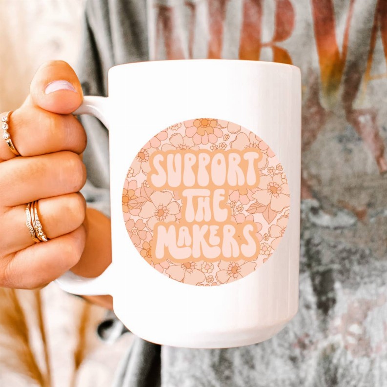 Support the makers ceramic coffee mug
