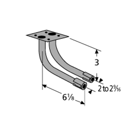 Black anodized steel twin venturi for Broil King, Broil-Mate, Kalamazoo, Silver Chef, Sterling brand gas grills