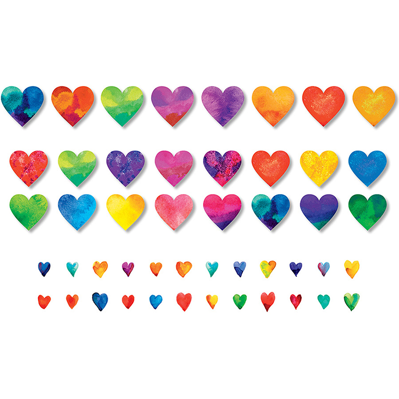Watercolor Hearts Accents, Pack of 48