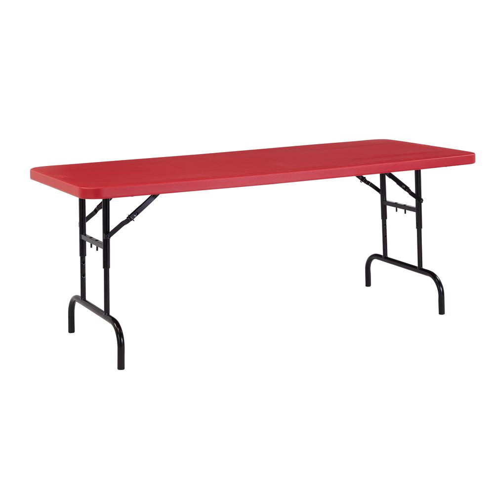 NPS 30" x 72" Height Adjustable Heavy Duty Folding Table, Red