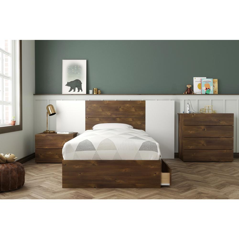 Nexera 373912 Twin Size Bed, 3-Drawer, Truffle