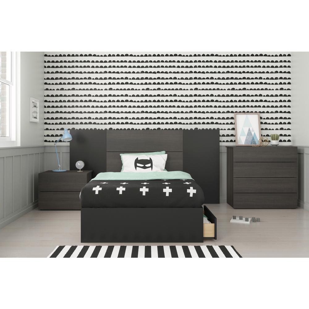 Nexera 373906 Avenue Twin Size Bed, 3-Drawer, Black