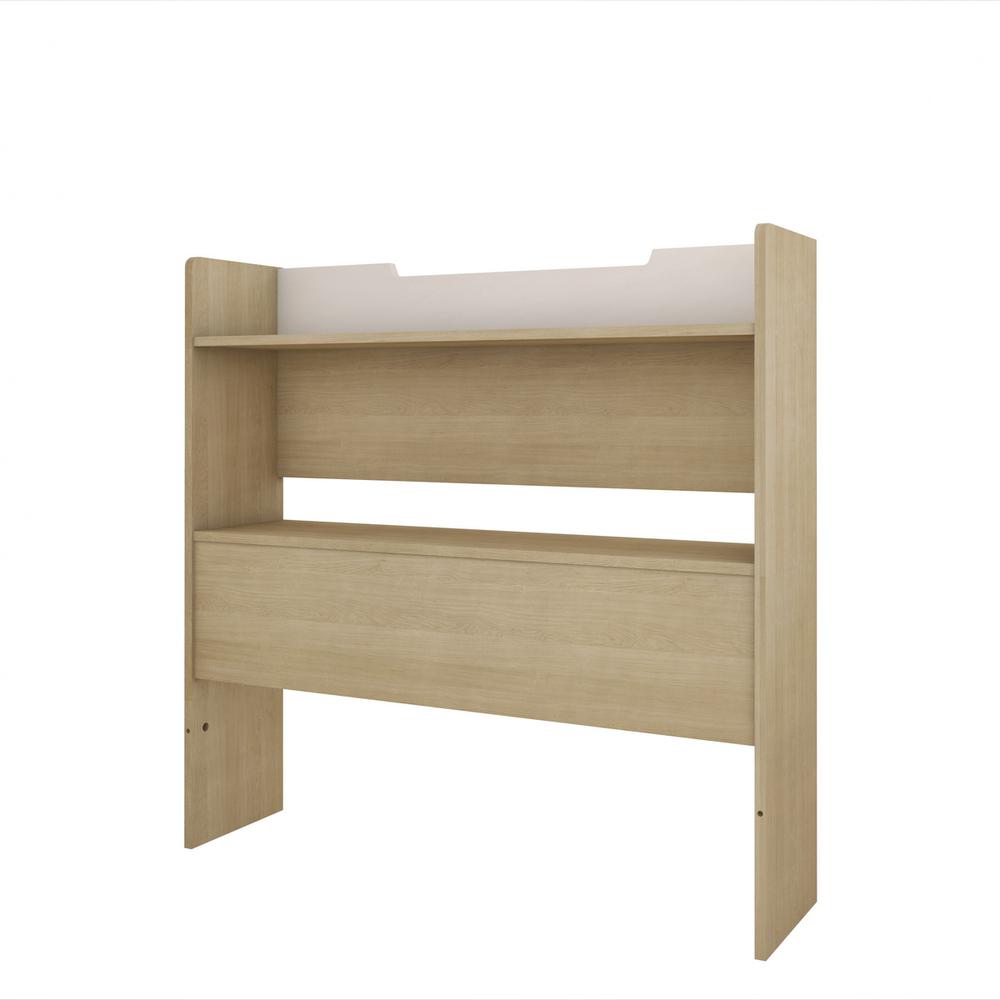 Nexera 346139 Twin Size Bookcase Headboard, White and Natural Maple