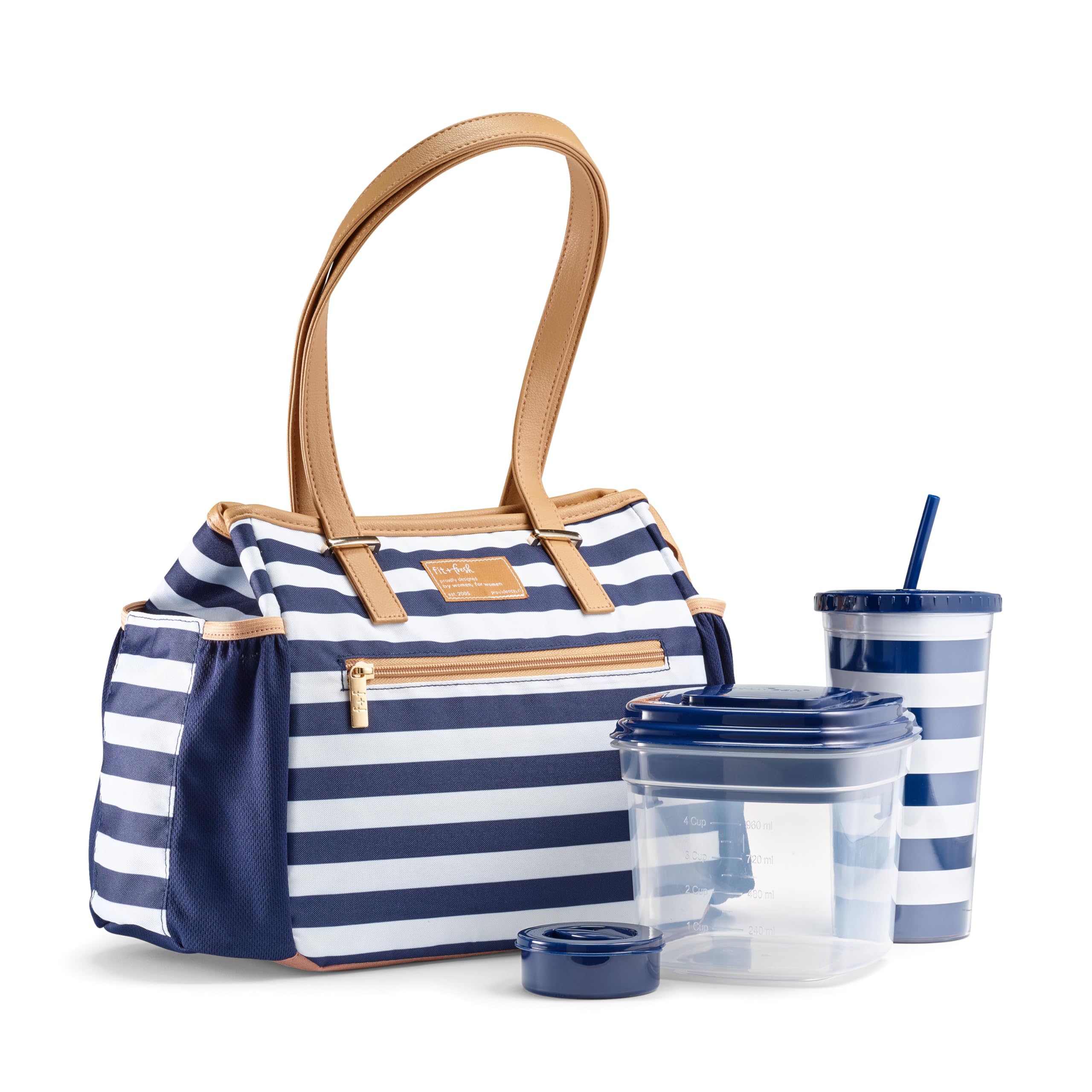 FOUNDRY 2900FFSC2529 NAVY MEDIUM STRIPE DELUXE LUNCH TOTE