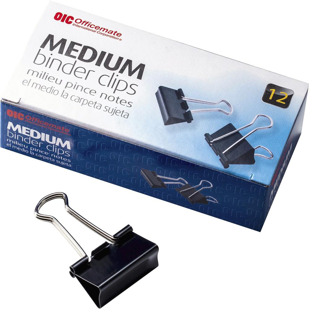 Officemate Binder Clips - Medium - 9" Length x 2.4" Width - 0.62" Size Capacity - for File - Corrosion Resistant, Durable - 12 /