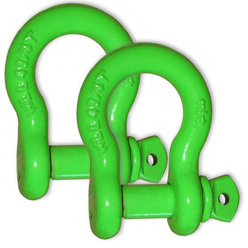 Powdercoated "LIME GREEN" - 3/4 inch Jeep D-Shackles (PAIR) (4X4 VEHICLE RECOVERY)