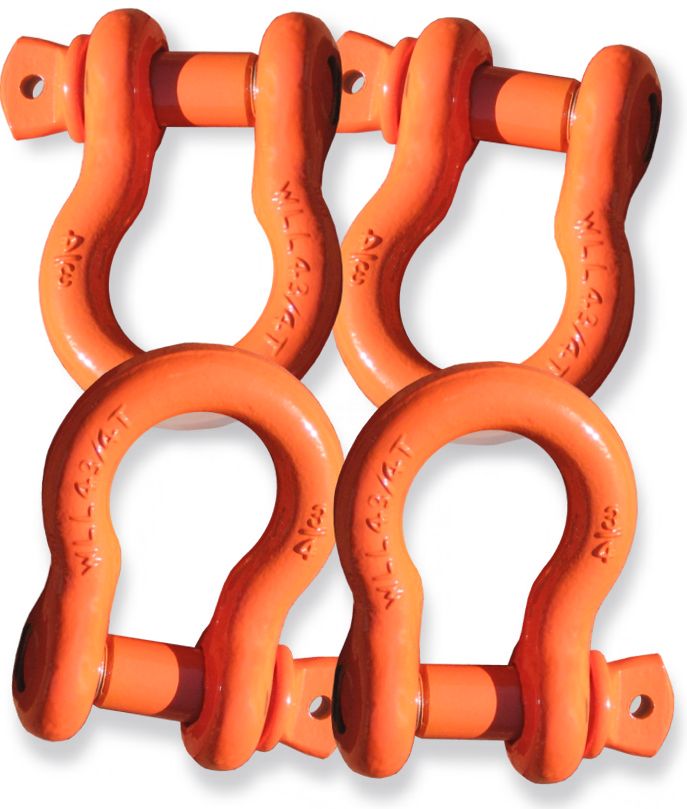 Powdercoated "FOOTBALL ORANGE" - 3/4 inch Jeep D-Shackles (Set of 4) (4X4 VEHICLE RECOVERY)