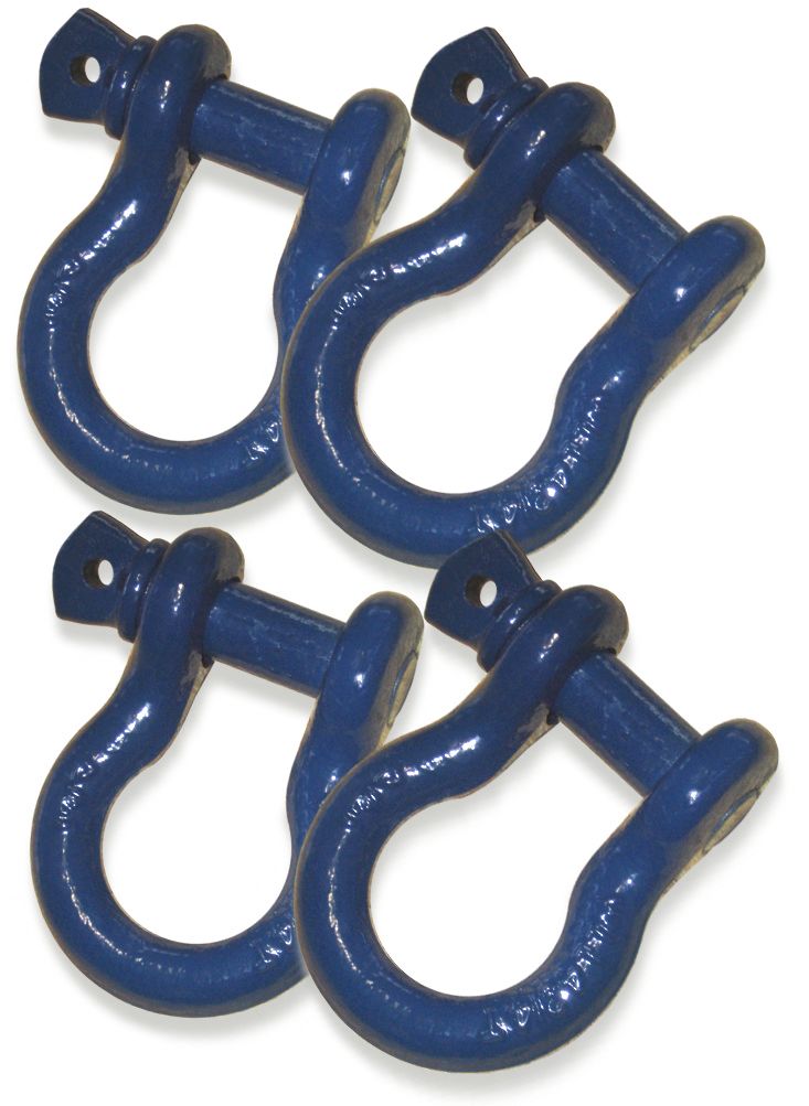 3/4 inch Jeep D-Shackles - SAPPHIRE BLUE Powdercoated (Set of 4) (4X4 RECOVERY)