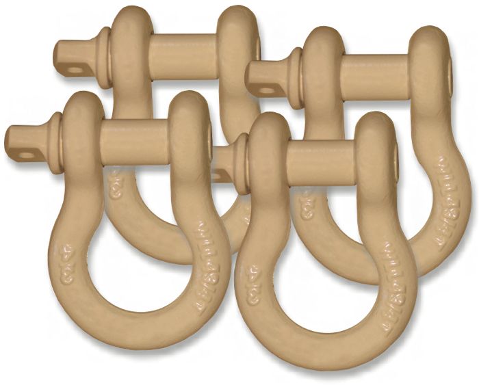 3/4 inch Jeep D-Shackles - DESERT SAND Powdercoated (Set of 4) (4X4 RECOVERY)