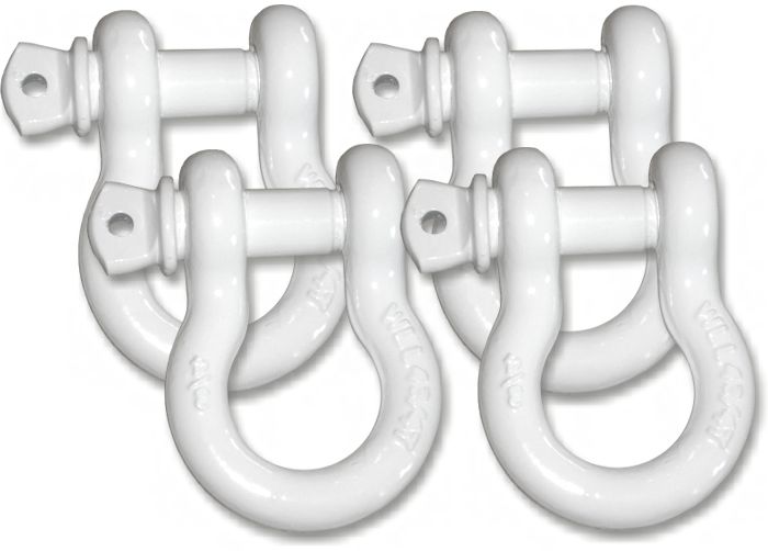 3/4 inch Jeep D-Shackles - SUPER WHITE Powdercoated (Set of 4) (4X4 RECOVERY)