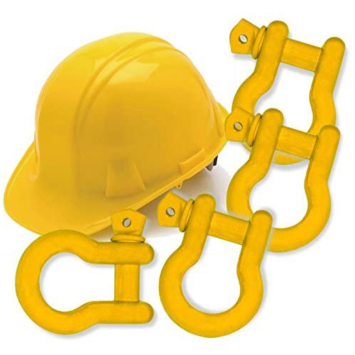 3/4 inch Jeep D-Shackles - HARD HAT SAFETY YELLOW Powdercoated (PAIR) (4X4 RECOVERY)
