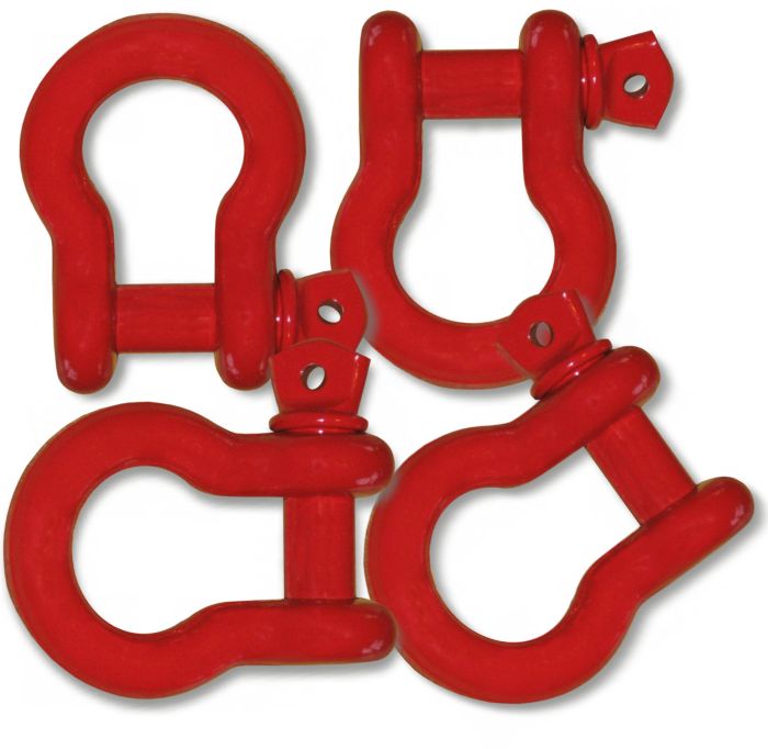 3/4 inch Jeep D-Shackles - PATRIOT RED Powdercoated (Set of 4) (4X4 RECOVERY)