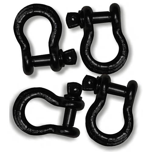 (They're Big!) 1 inch MEGA D-Shackles - BLACK Powdercoated (Set of 4) (4X4 RECOVERY)