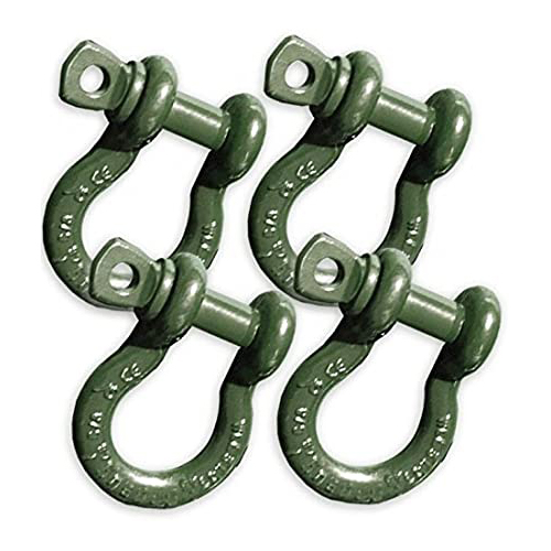3/4 inch Jeep D-Shackles - OD Military Green Powdercoated (PAIR) (4X4 RECOVERY)