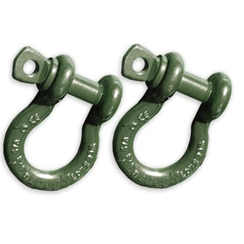 7/8 inch X-Large D-Shackles - OD Military Green Powdercoated (PAIR) (4X4 RECOVERY)