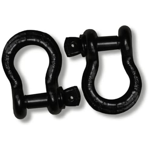 3/4 inch Jeep D-Shackles - BLACK POWDERCOATED (PAIR) (4X4 RECOVERY)