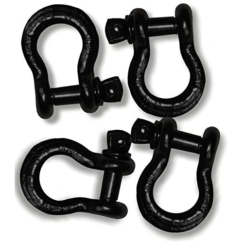 3/4 inch Jeep D-Shackles - BLACK POWDERCOATED (Set of 4) (4X4 RECOVERY)