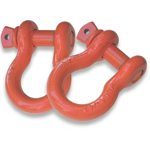 Powder-coated "SAFETY ORANGE" - 3/4 inch Jeep D-Shackles (PAIR)