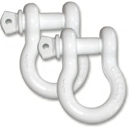 Powder-coated 3/4 inch Jeep D-Shackles - SUPER WHITE (PAIR)