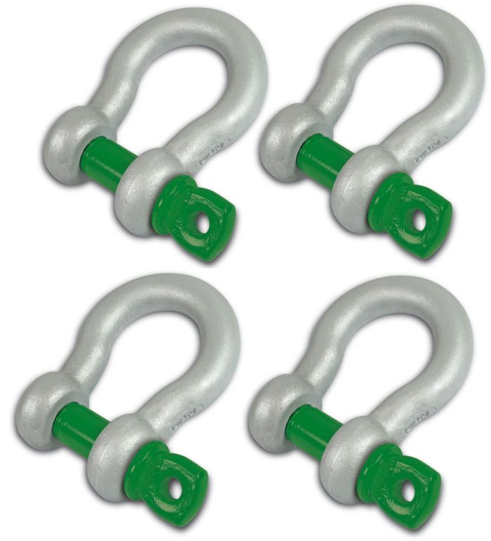 VanBeest 3/4 inch Jeep D-SHACKLES - Green Pin (Set of 4) (4X4 RECOVERY)
