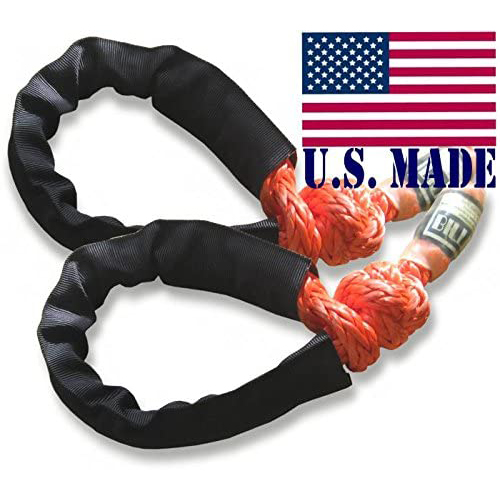 U.S. made Safe-T-Line XD Soft Shackles in "SAFETY ORANGE" (PAIR) (4X4 VEHICLE RECOVERY)