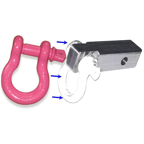 2 inch (Aluminum) Receiver Bracket w/ HOT PINK Powdercoated D-Shackle (OFF-ROAD RECOVERY)