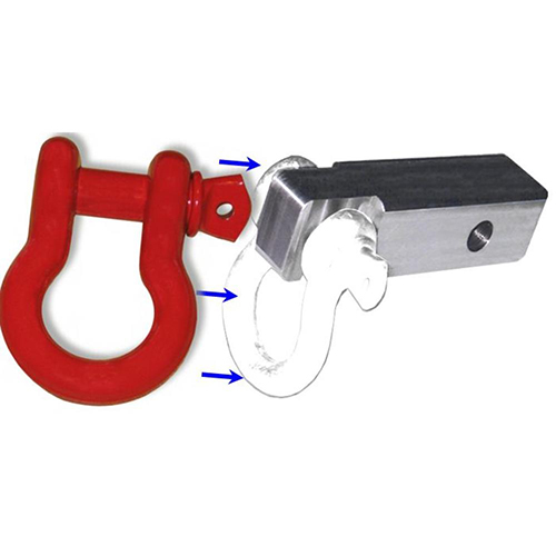 2 inch (Aluminum) Receiver Bracket w/ PATRIOT RED Powdercoated D-Shackle & Locking Hitch Pin (OFF-ROAD RECOVERY)