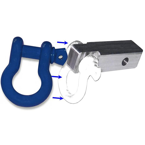 2 inch (Aluminum) Receiver Bracket w/ OLD GLORY BLUE Powdercoated D-Shackle (OFF-ROAD RECOVERY)