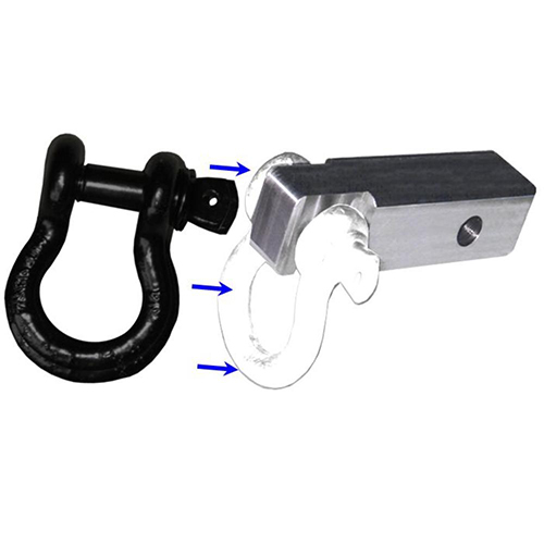 2 inch (Aluminum) Receiver Bracket w/ BLACK Powdercoated D-Shackle (OFF-ROAD RECOVERY)
