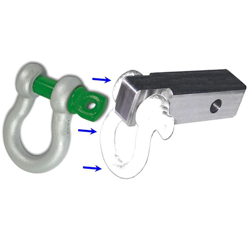 2 inch (Aluminum) Receiver Bracket w/ VanBeest "Green Pin" D-Shackle (OFF-ROAD RECOVERY)