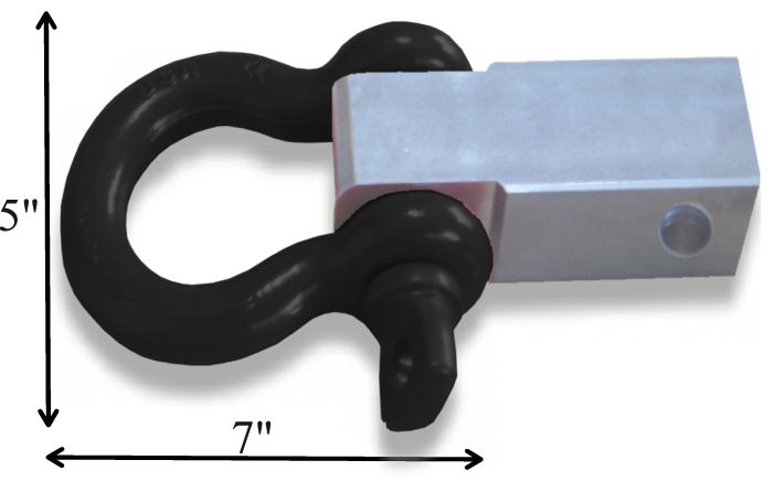 The Big One! MEGA SHACKLE BRACKET (steel) with 1 inch BLACK MEGA D-shackle (OFF-ROAD RECOVERY)