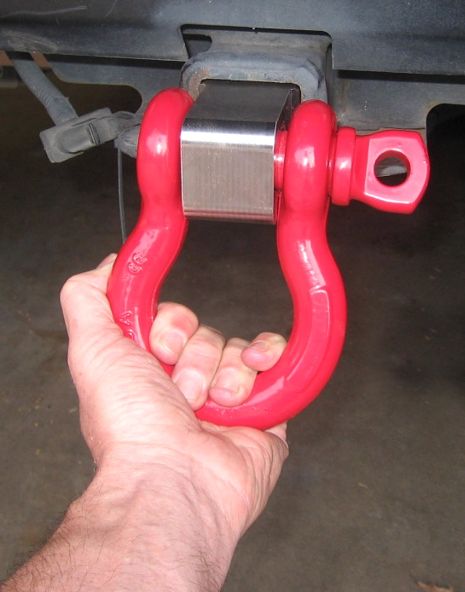 The Big One! MEGA SHACKLE BRACKET (steel) with 1 inch "Patriot Red" MEGA D-shackle (OFF-ROAD RECOVERY)