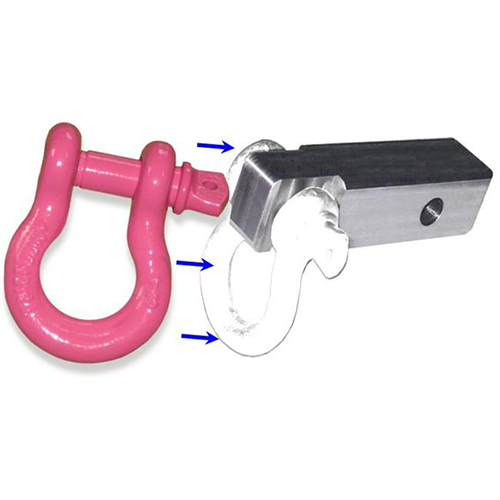 2 inch (Steel) Receiver Bracket w/ HOT PINK Powdercoated D-Shackle (OFF-ROAD RECOVERY)