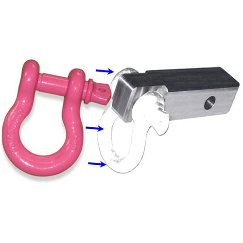 2 inch (Steel) Receiver Bracket w/ HOT PINK Powdercoated D-Shackle & Locking Hitch Pin (OFF-ROAD RECOVERY)