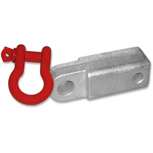 2 inch Steel Receiver Bracket w/ PATRIOT RED Powdercoated D-Shackle & Locking Hitch Pin (OFF-ROAD RECOVERY)