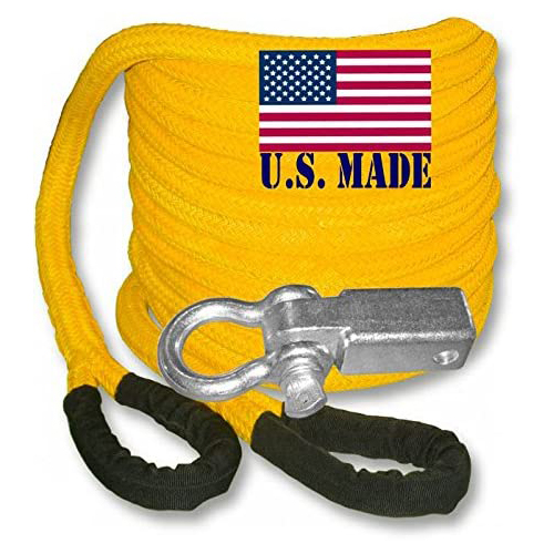 U.S. made "SAFETY YELLOW" Safe-T-Line Kinetic Snatch ROPE - 1 inch X 30 ft (4X4 VEHICLE RECOVERY)