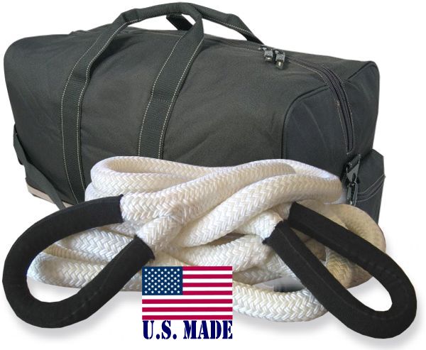 U.S. made KINETIC RECOVERY ROPE (MEGA) 1-1/2 inch X 30 ft (Snatch Rope) with Heavy-Duty Carry Bag (4X4 VEHICLE RECOVERY)