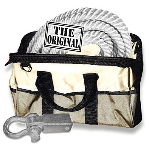 The "Original Aussie" SNATCH ROPE - 1 inch X 30 ft with Receiver Shackle Bracket and Heavy-Duty Carry Bag (4X4 VEHICLE RECOVER
