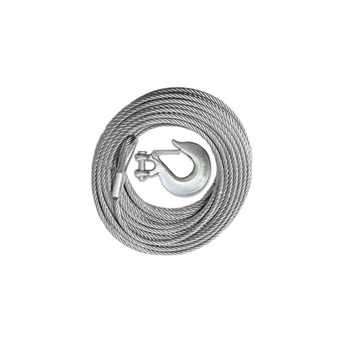 Winch Cable with Mega Winch Hook - GALVANIZED - 3/16 inch X 50 ft (4,200 lb strength) (VEHICLE RECOVERY)