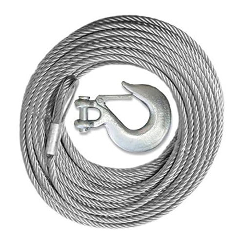 Winch Cable with Mega Winch Hook - GALVANIZED - 5/16 inch X 50 ft (9,800lb strength) (4X4 VEHICLE RECOVERY)