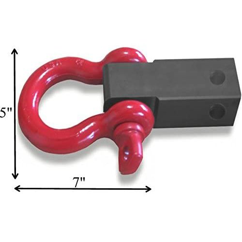 The Bigger One! MEGA SHACKLE BRACKET for 2-1/2" Hitch Receivers with "Patriot Red" MEGA D-shackle (OFF-ROAD RECOVERY)
