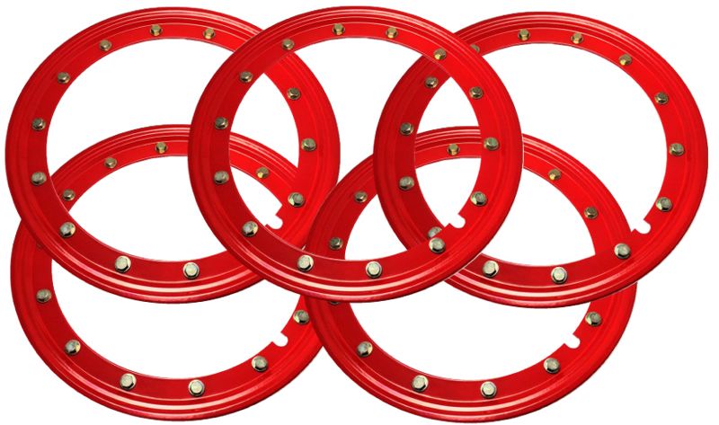 Simulated Beadlock Rings 15 inch - RED (Set of 5 - One for your spare wheel too!)
